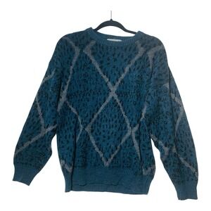 Vtg Method Sweater Mens Medium Grey Abstract Crew Neck Pullover 80s 90s